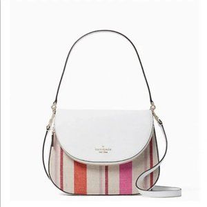 Kate Spade Leila Medium Flap Pink Multi Stripe
